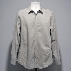 Calvin Klein Infinite Men's Gray Geo Print Long Sleeve Button Up Shirt M